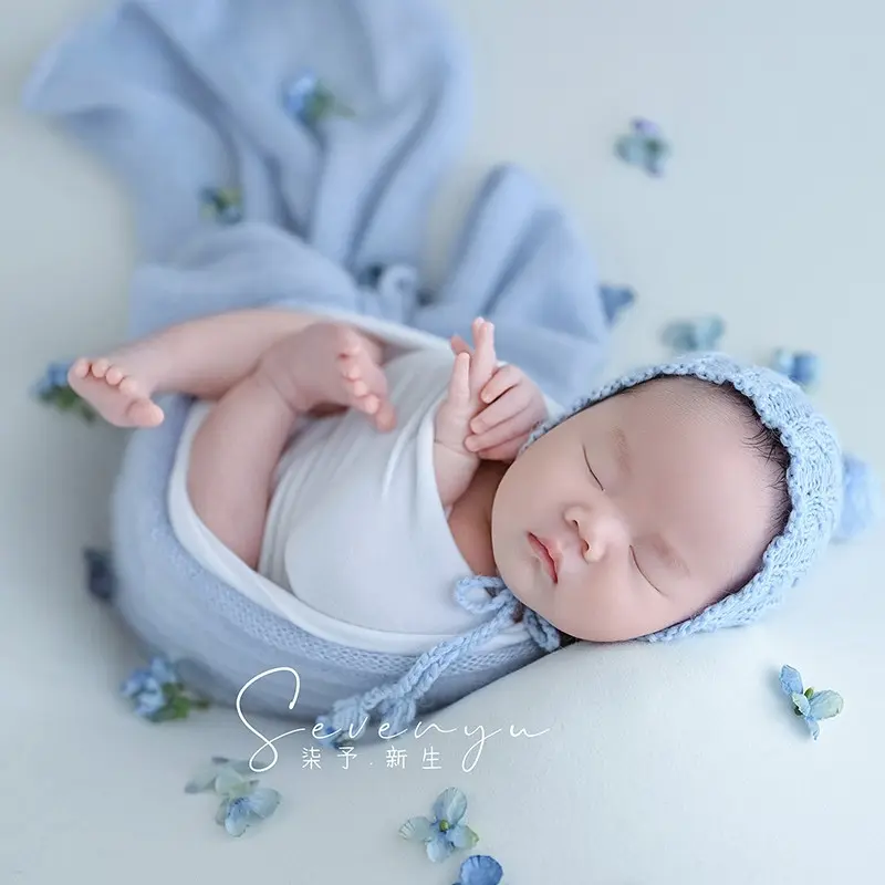 Blue Love Floral Theme Set - Newborn Photography Props - Image 5